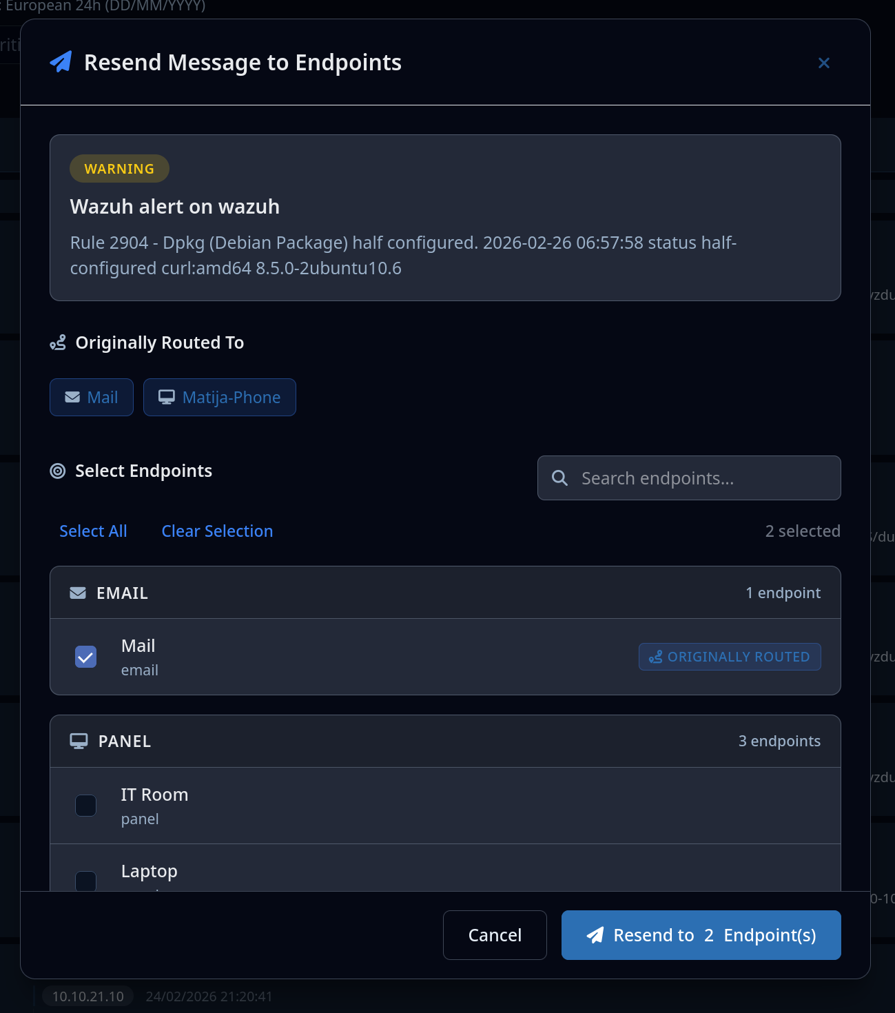 Resend Message to Endpoints