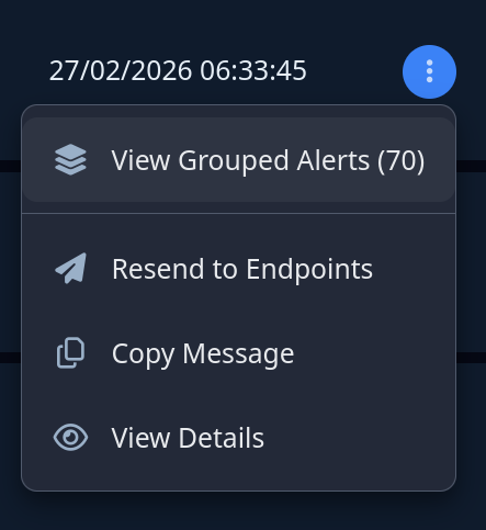 Actions menu — grouped message