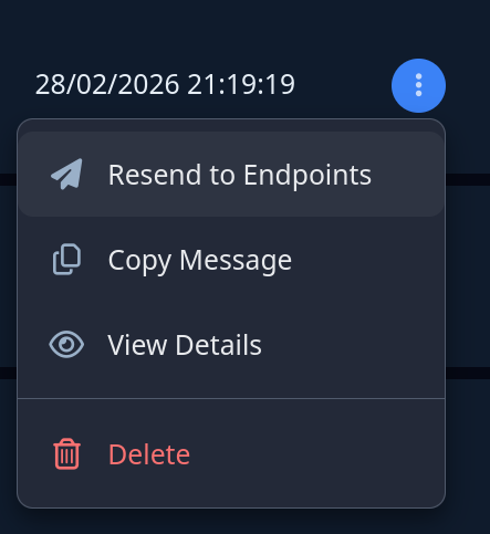 Actions menu — single message